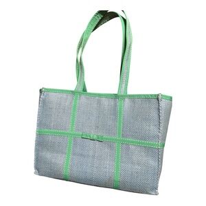Ralph Lauren Blue Woven Straw Tote Bag w/ Matching Zip Pouch